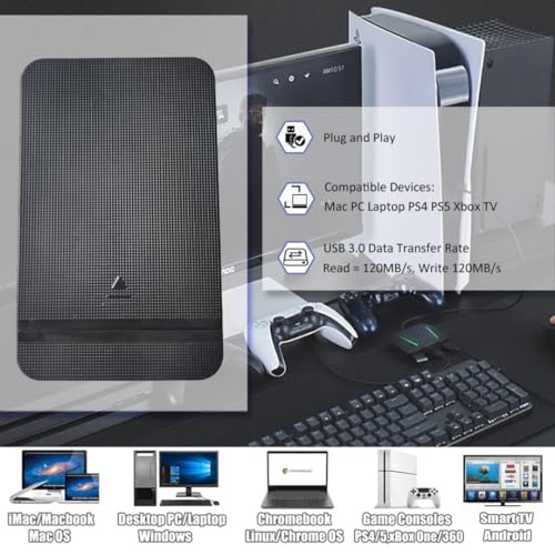 Ezkers 1TB Portable External Hard Drive - USB 3.0 & C