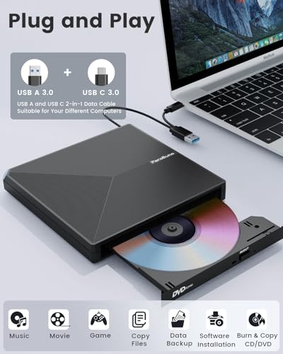 Portable USB 3.0 CD/DVD Drive for Laptops