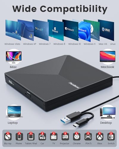 Portable USB 3.0 CD/DVD Drive for Laptops