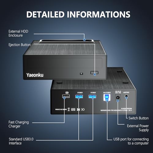 Yaeonku 4-in-1 USB-C Blu-ray Drive & Hub
