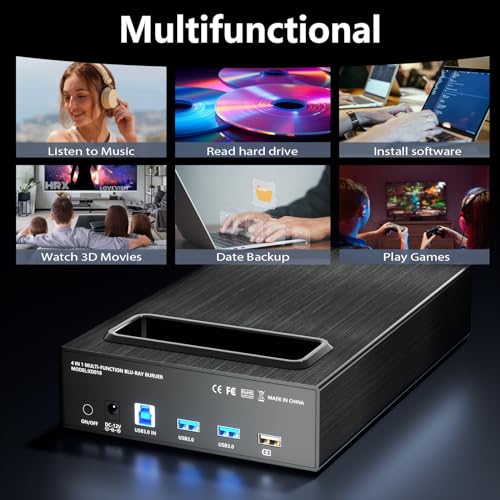 Yaeonku 4-in-1 USB-C Blu-ray Drive & Hub