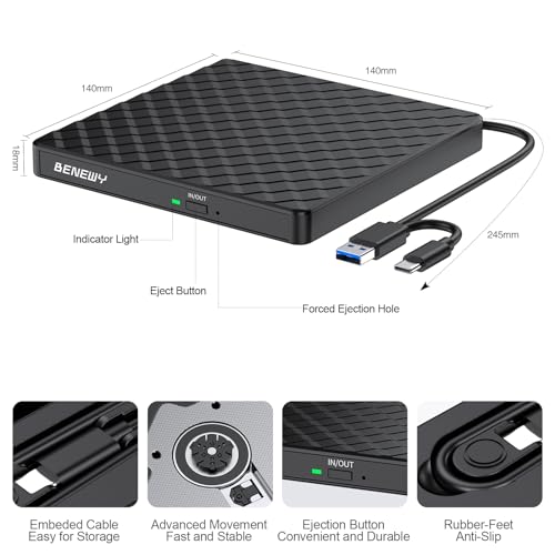 Portable USB 3.0 DVD/CD Drive for Laptops