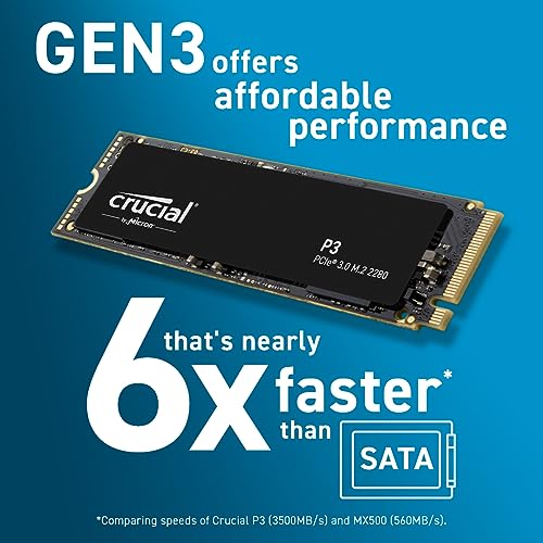 Crucial P3 500GB NVMe M.2 SSD - 3500MB/s