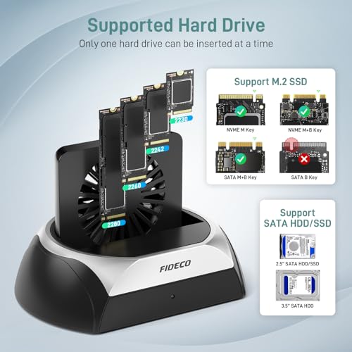 FIDECO M.2 NVME SSD Dock with Cooling Fan