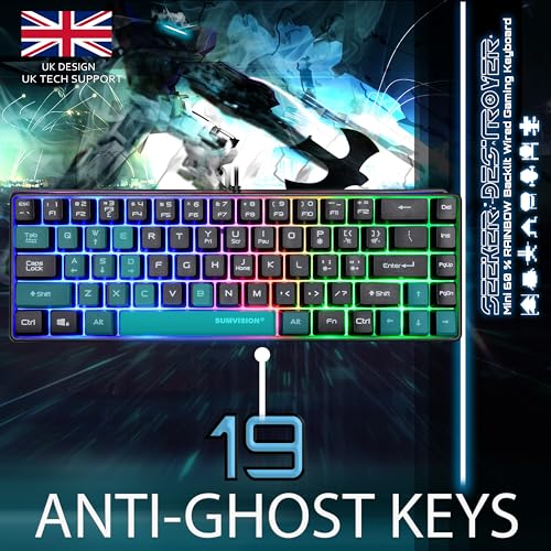 Compact Backlit Mechanical Gaming Keyboard for PC/Console