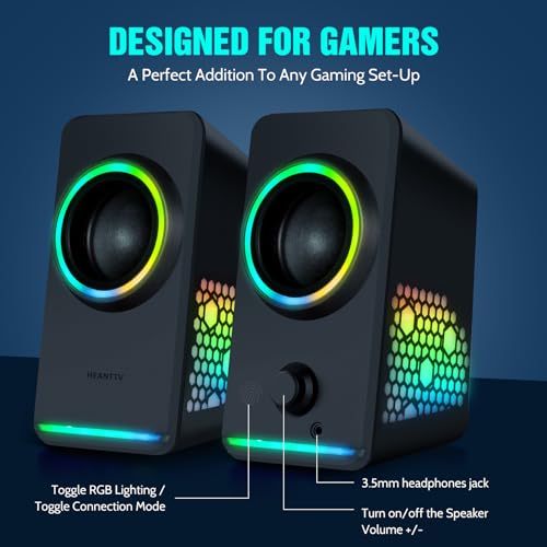 Dynamic RGB Gaming Laptop Speakers with 9 LED Modes