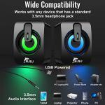 RGB Gaming Laptop Speakers with 3.5mm AUX Input