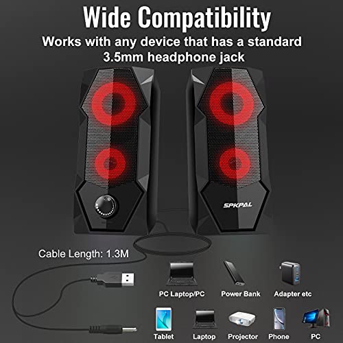 RGB Gaming Speakers for PC with 3.5mm AUX
