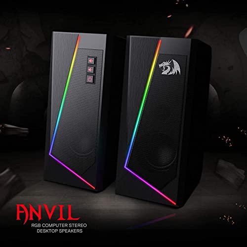 Redragon GS520 Anvil RGB Desktop Speakers, Enhanced Bass