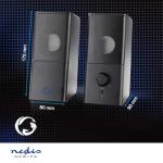 NEDIS 18W Gaming Speakers 2.0 for PC/Laptops, USB/3.5mm - Black