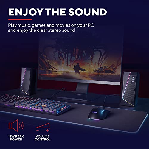 Trust Gaming GXT 609 Zoxa 2.0 PC Speakers, RGB Illuminated, USB Powered - Black