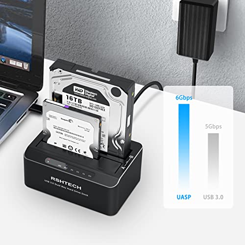 Aluminum Dual Bay SATA Hard Drive Dock, 2x16TB