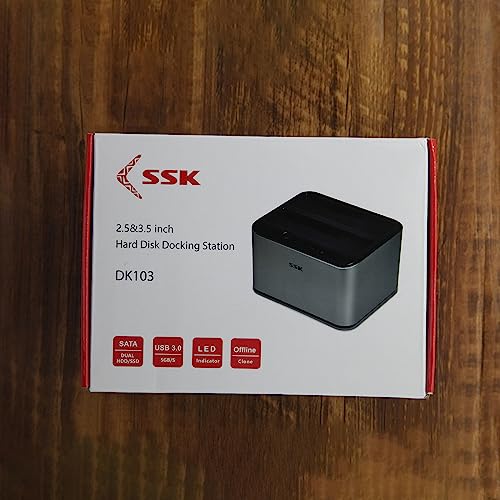 SSK Aluminum Dual Bay HDD Docking Station, USB 3.0