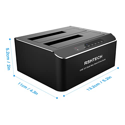 Aluminum Dual Bay SATA Hard Drive Dock, 2x16TB