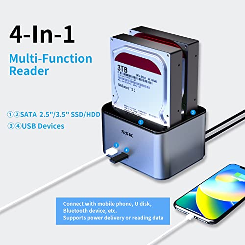 Aluminum Dual Bay SATA HDD Docking Station with USB3.0