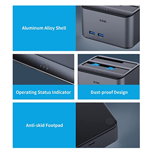 Aluminum Dual Bay SATA HDD Docking Station with USB3.0