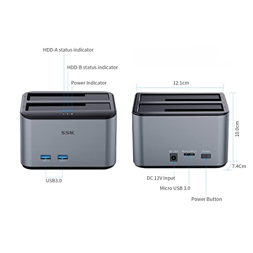 Aluminum Dual Bay SATA HDD Docking Station with USB3.0