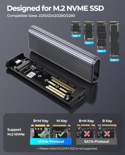 Aluminum Tool-Free M.2 NVMe SSD Enclosure Adapter