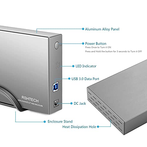 RSHTECH SATA Hard Drive Enclosure for 3.5" Drives