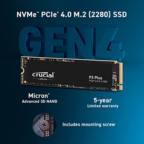 Crucial P3 Plus 1TB M.2 SSD - Up to 5000MB/s