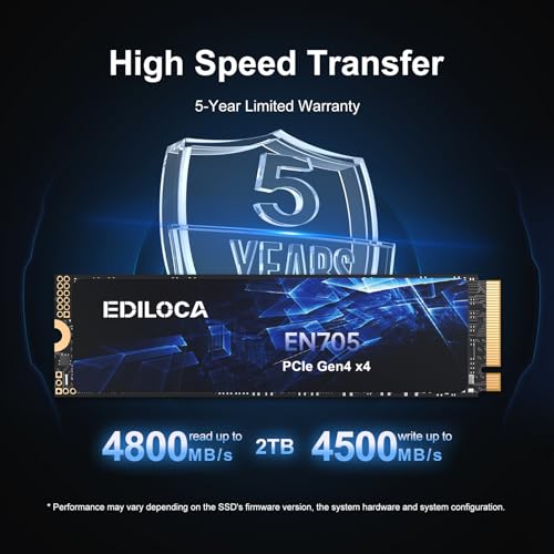 Ediloca EN705 2TB PCIe Gen4 SSD for PS5, Laptops & Desktops