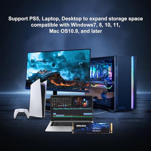 Ediloca EN705 2TB PCIe Gen4 SSD for PS5, Laptops & Desktops