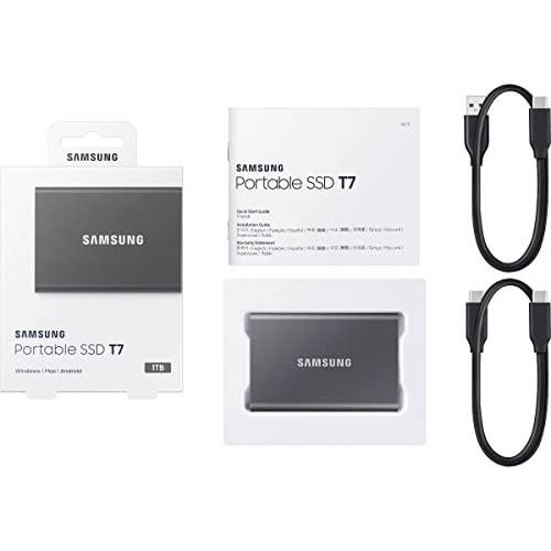Samsung T7 1TB Portable External SSD Titanium Grey
