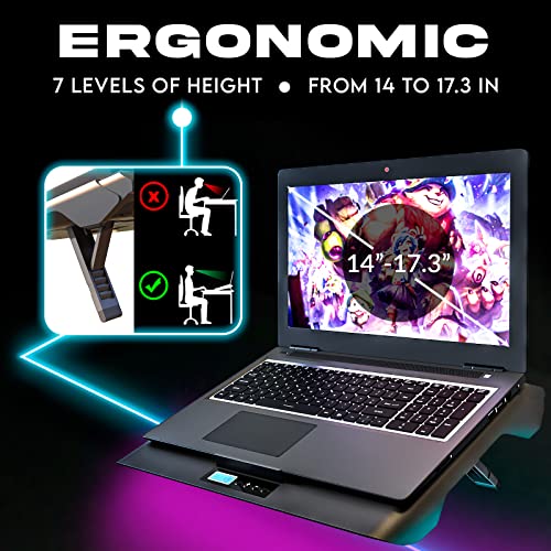 KLIM Everest Laptop Cooling Pad | Turbo-Fan | Sealed Foam | 14-17.3 in