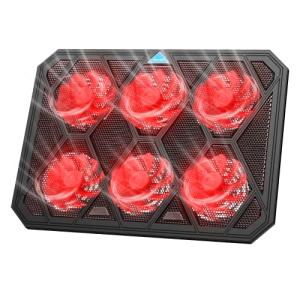 VOXON Gaming Laptop Cooling Stand - 6 Fan, Red LED