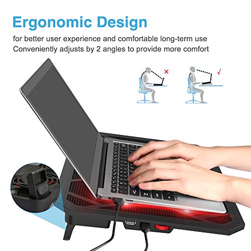 VOXON Gaming Laptop Cooling Stand - 6 Fan, Red LED