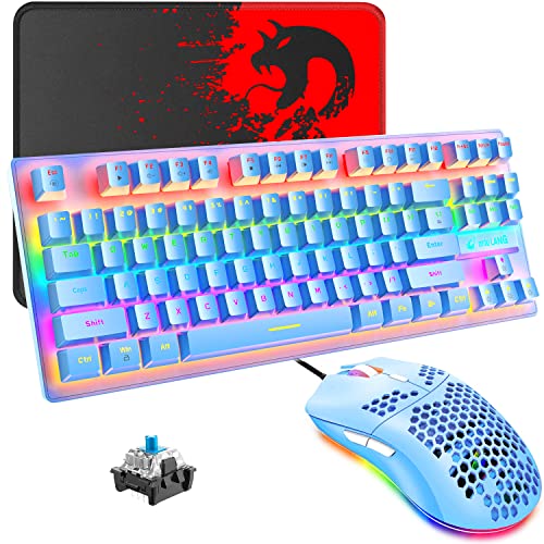 Blue Switch Compact Keyboard Mouse Set with Rainbow Backlit