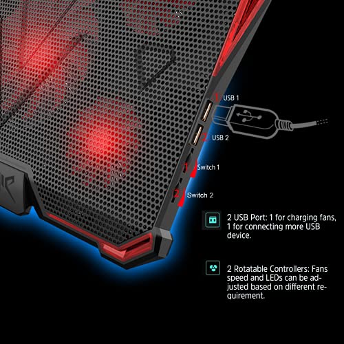 Gaming Laptop Cooling Pad with LED Lights and Fans