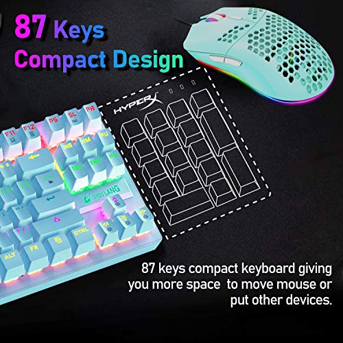 Blue Switch Compact Keyboard Mouse Set with Rainbow Backlit