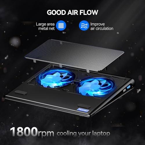TECKNET Gaming Laptop Cooling Pad Stand with Adjustable Fans