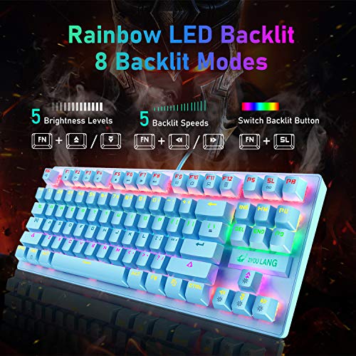 Blue Switch Compact Keyboard Mouse Set with Rainbow Backlit