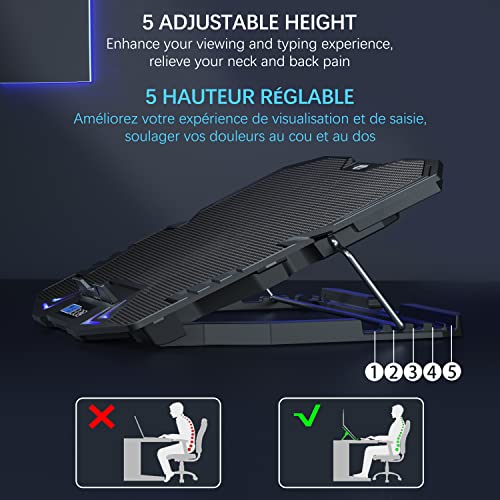 TopMate C5 Gaming Laptop Cooling Pad - Adjustable Height