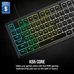 Corsair K55 CORE RGB Gaming Keyboard - Quiet, Responsive Keys