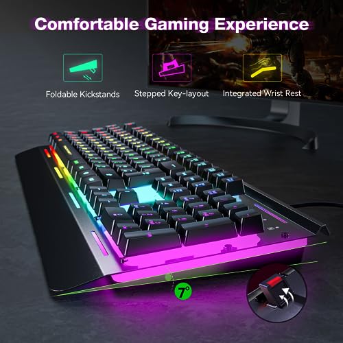 TECKNET RGB Gaming Keyboard with 15-Zone RGB Illumination