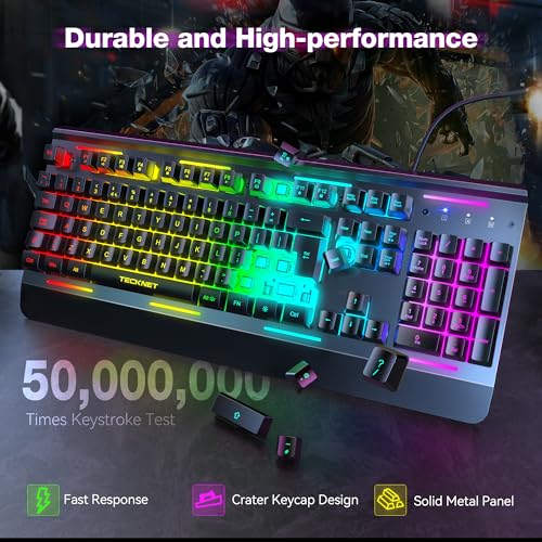 TECKNET RGB Gaming Keyboard with 15-Zone RGB Illumination