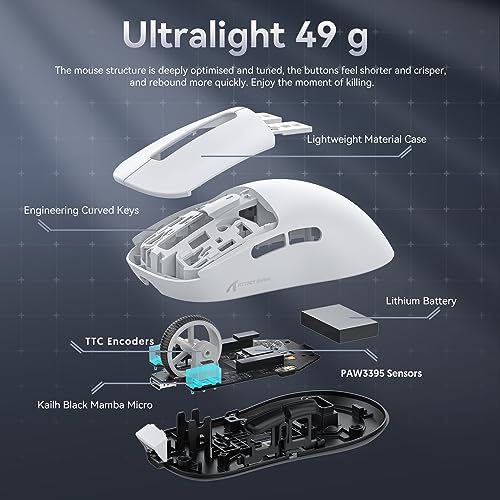 ATTACK SHARK X3 49g SUPERLIGHT Gaming Mouse White