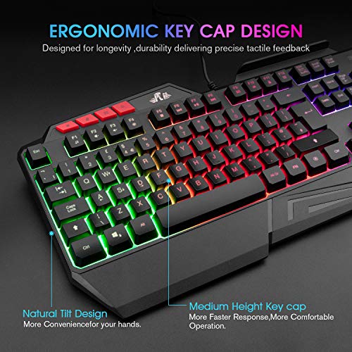 Rii RK202 Gaming Keyboard with LED Rainbow Backlight