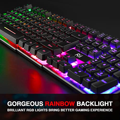 Rii RK100 Plus Rainbow LED Backlit Gaming Keyboard