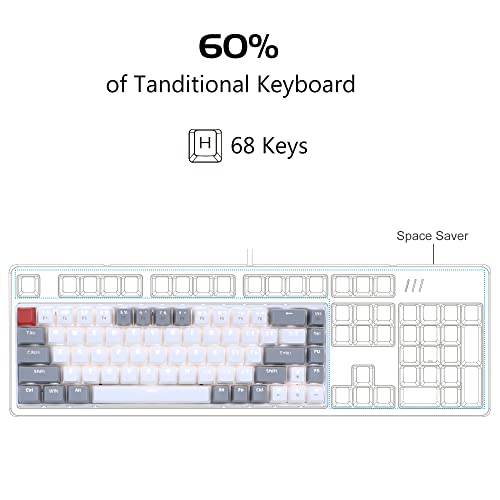 Minimalist MageGee 60% Gaming Mechanical Keyboard Ice Blue