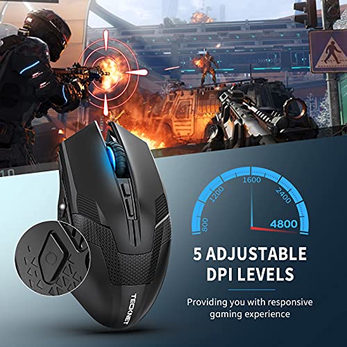 TECKNET Wireless Gaming Mouse with 8 Buttons, 4800DPI
