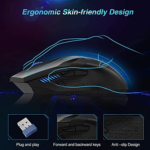 TECKNET Wireless Gaming Mouse with 8 Buttons, 4800DPI