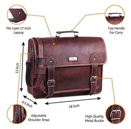 17 Inch Gaming Laptop Bag - Genuine Brown Leather