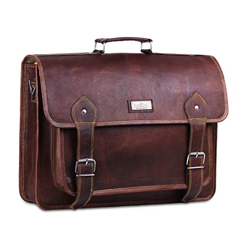 17 Inch Gaming Laptop Bag - Genuine Brown Leather