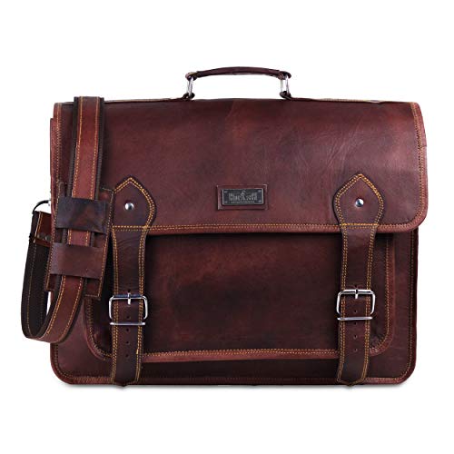 17 Inch Gaming Laptop Bag - Genuine Brown Leather