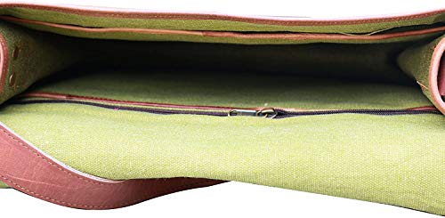 Ajuny Vintage Leather Brown Laptop Messenger Bag