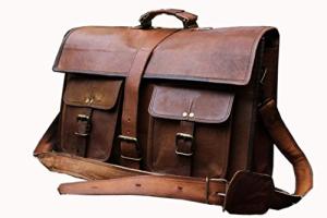 18" Classic Leather Laptop Briefcase Bag - Brown